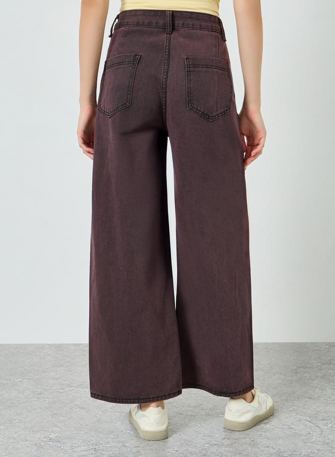 Styli Women Brown High Rise Wide Leg Jeans - Image 3
